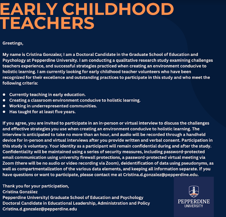 Early Childhood Research Project. International Teachers Association